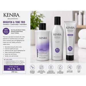 Kenra Brightening Trio Shampoo Conditioner Treatment Set Violet